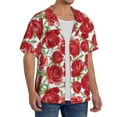 thumbnail image 2 of Rateoe Rose Flowers Pattern Men's Short Sleeve Classic Shirt, Casual Short-Sleeved Shirt, Lightweight Summer Shirt, Cuban Collar Shirt,Button-Front Shirt-X-Large, 2 of 5