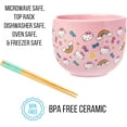 thumbnail image 6 of Silver Buffalo Sanrio Hello Kitty Bows Stars Rainbow Pattern Ceramic Ramen Noodle Rice Bowl with Chopsticks, Microwave Safe, 20 Ounces, 6 of 8
