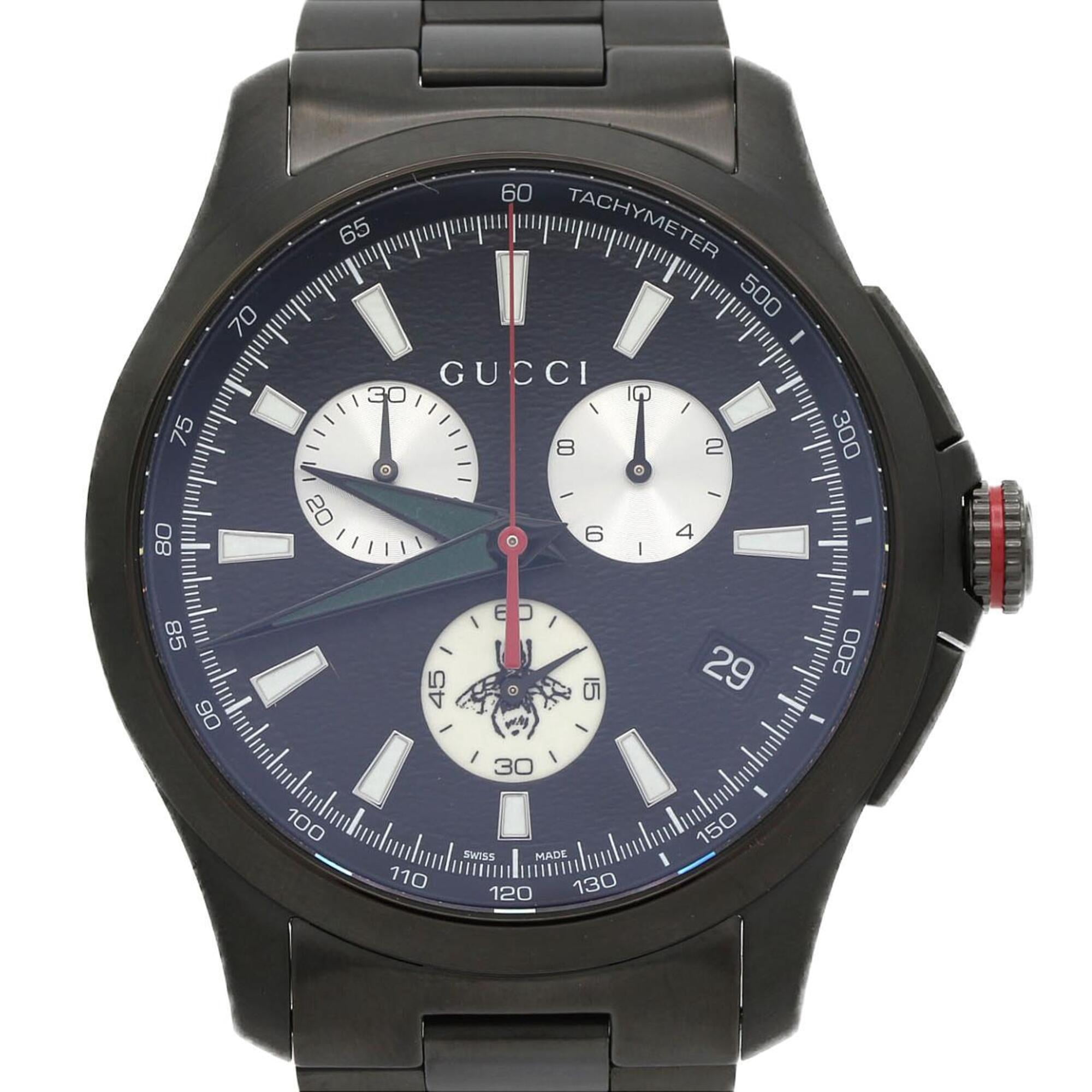 【中古】GUCCI G-Timeless 126.2 YA126268[19][240019528531] Pre-Owned Gucci G-Timeless Chrono PVD 126.2 YA126268 Stainless