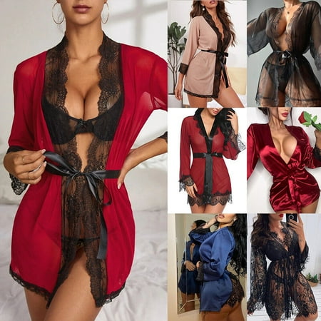 

⭐⭐⭐⭐⭐ Women Sexy Lace Lingerie Sleepwear Night Dress Babydoll Underwear Robe Pjs