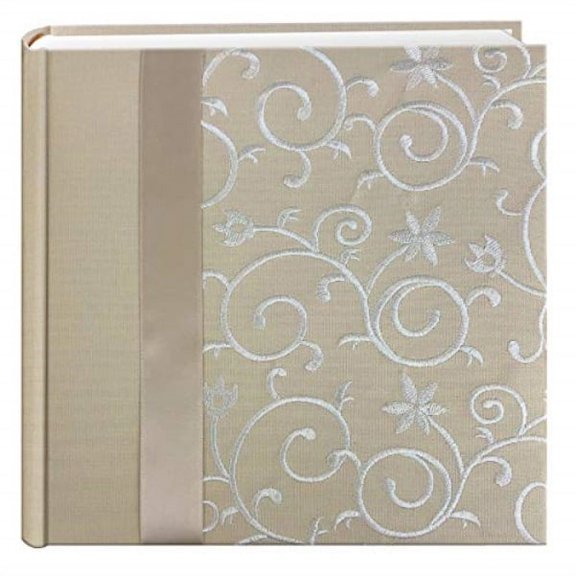 Pioneer Embroidered Scroll Fabric Ribbon Photo Album, Ivory