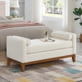 thumbnail image 3 of GZXS 51" Upholstered Boucle Bench with 2 Pillows, Modern Bedroom/Entryway Seating with Rubber Wood Frame, Easy Assembly (Ivory), 3 of 7