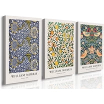 Hieng William Morris Animal Wall Art Set of 3 Fox Rabbit Owl Canvas Posters Prints Forest Wild Animal Pictures Paintings Gothic Botanical Floral Wall Decor for Bedroom Dark Academia Decor Unframed