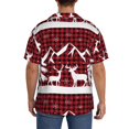 thumbnail image 3 of Balery Christmas Buffalo Plaid Camisa Casual de Manga Corta con Botones para Hombre, Texturizada, Estilo Cubano, para Playa, Verano-Small, 3 of 5