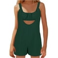 thumbnail image 1 of Lenpel Rompers for Women Summer Casual Sleeveless Square Neck Padded Backless Elastic Strap Jumpsuits Loose Short Overalls, 1 of 6
