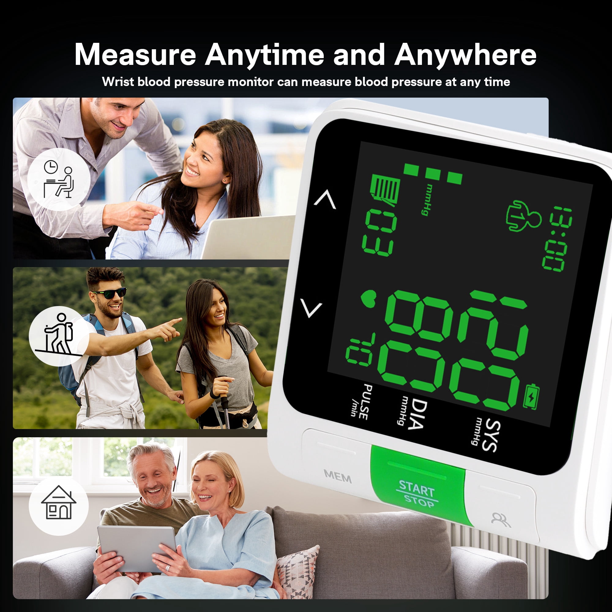 Medisana Bluetooth Wrist Blood Pressure Monitor for Home Use, Automatic Digital BP Machine with Adjustable Wrist Cuff, 2x99 Memory, VA Full View Screen, 4-Color Backlight