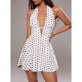 thumbnail image 6 of Women's Polka Dot Print Sexy V-Neck Backless Mini Dress, 6 of 7