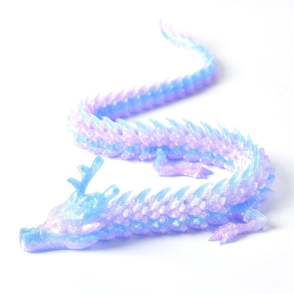 1PC crystal Cyan pink 60cm 3D Printed Dragon Figurines, Crafts, Creative Handmade Figurines, Gifts, Multi-purpose Chinese Dragon