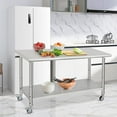 thumbnail image 3 of Yiwa Table de Préparation Mobile en Acier Inoxydable, Établi Robuste Certifié NSF avec Roulettes et Tablette Réglable sous l'Étagère pour Cuisine d'Hôtel et Garage, 3 of 9