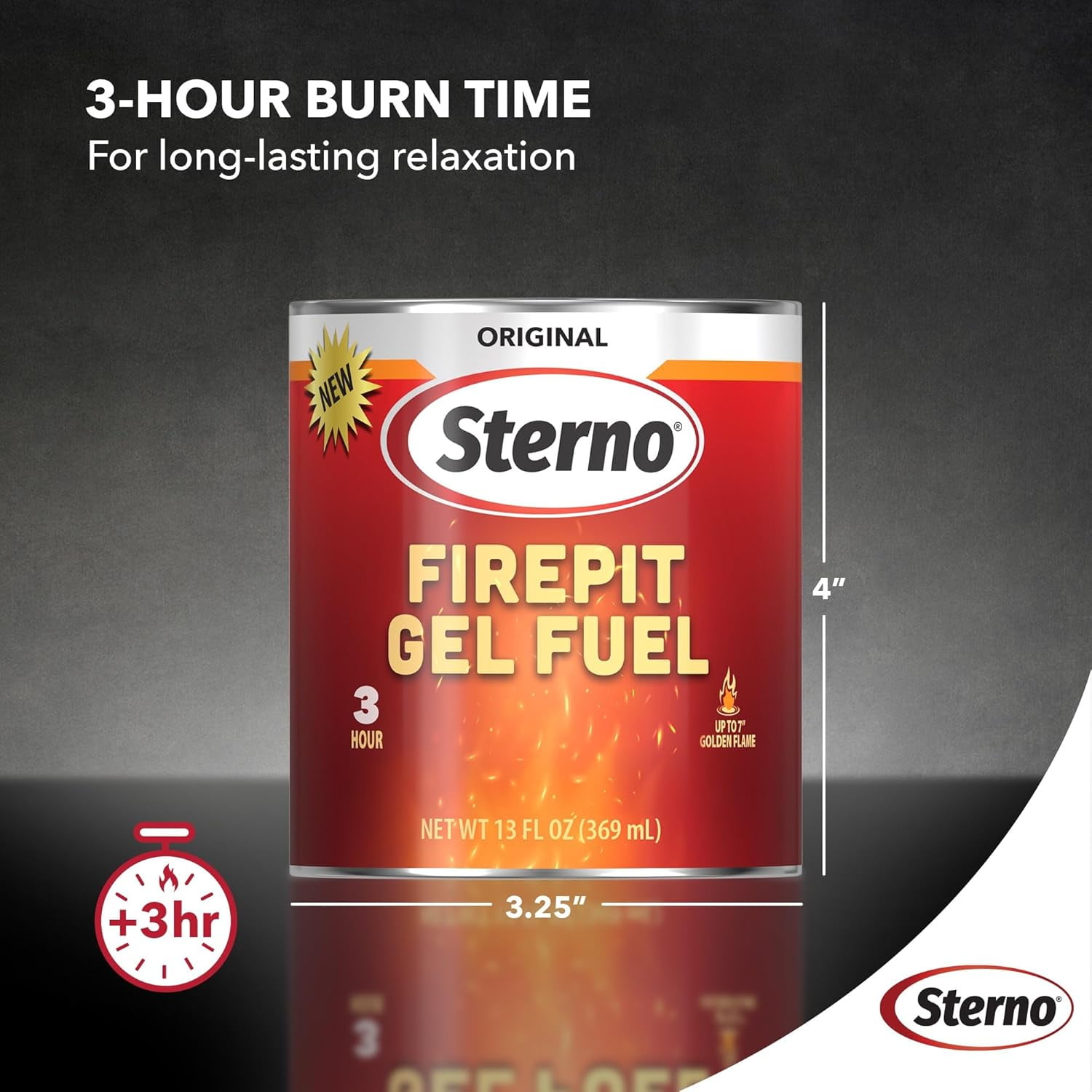 Sterno Fuel Cans 6-Pack Firepit Gel Fuel - 3 Hours of Burn Time, Realistic Wood Crackling Sounds - Smokeless & Odorless, No Ash, & Soot - All-Weather Burner for Indoor Fire Pit & Outdoor Fire Pit