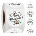 thumbnail image 1 of 500pcs Merry Christmas Stickers 4 Design Round Holiday Label Sticker For DIY Gift Baking Package Envelope Stationery Custom Stickers,White, 1 of 8