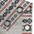 thumbnail image 3 of Ambesonne Nordic Grommet Curtain Single Panel, Ornate Seasonal Motifs Art, 50"x60", White Black Ruby, 3 of 5