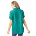 thumbnail image 2 of Woman Within Plus Size Petite Short-Sleeve Button-Down Cotton Seersucker Shirt, 2 of 6