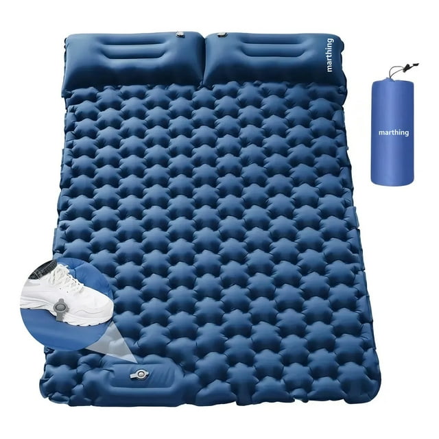 Colchoneta Inflable Matrimonial Camping Mat Inflable Acampar Color Azul