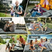 Double Camping Sleeping Pad, Inflatable Camping Pad with Foot Press, Ultralight 2-Person Camping Mat with Pillow for Camping, Hiking, Traveling, Backpacking, Tent-Grey