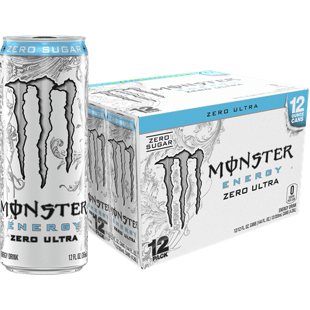 Monster Energy, Zero Ultra, Sugar Free Energy Drink, 12 fl oz, 12 cans (Walmart Exclusive)
