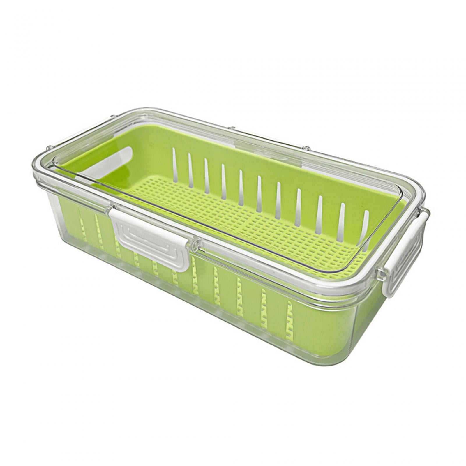 Fruit Storage Containers Airtight Food Containers with Lid with Removable Drain Colanders Produce Saver for Home Kicthen Food Green