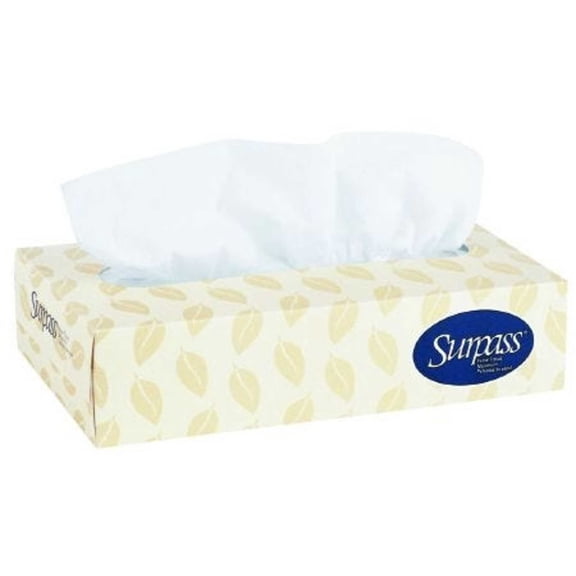 Surpass Facial Tissue: 30 Count, White, 8" x 8.4", 2-Ply