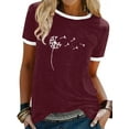 thumbnail image 3 of Xuanfei Women Dandelion Print Short Sleeve Crew Neck T-Shirt, 3 of 7