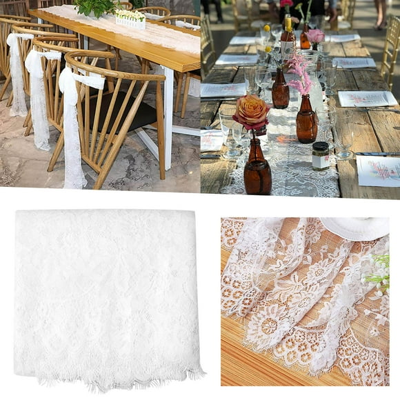Mashaouyo Liquidation Mariage Drapeau de Table en Dentelle Décoration de Table Familiale Nappe Mariage Drapeau de Table en Dentelle Blanc Nappe