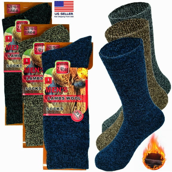 6 Pairs Mens Winter Heavy Duty Merino Lambs Wool Warm Thermal Boots Socks 10-13