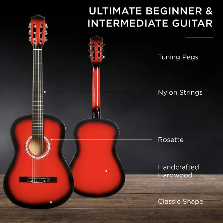 Best Choice Products 38in Beginner Acoustic Guitar Starter Kit w/ Gig Bag, Strap, Extra Strings - Red Burst Best Choice Products 38in Beginner Acoustic Guitar Starter Kit w/ Gig Bag, Strap, Extra Strings - Red Burst