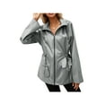 thumbnail image 3 of Veste à Capuche Zippée pour Femmes Manches Longues Imperméable Légère Veste Extérieure à Cordon Coupe-Vent, 3 of 8