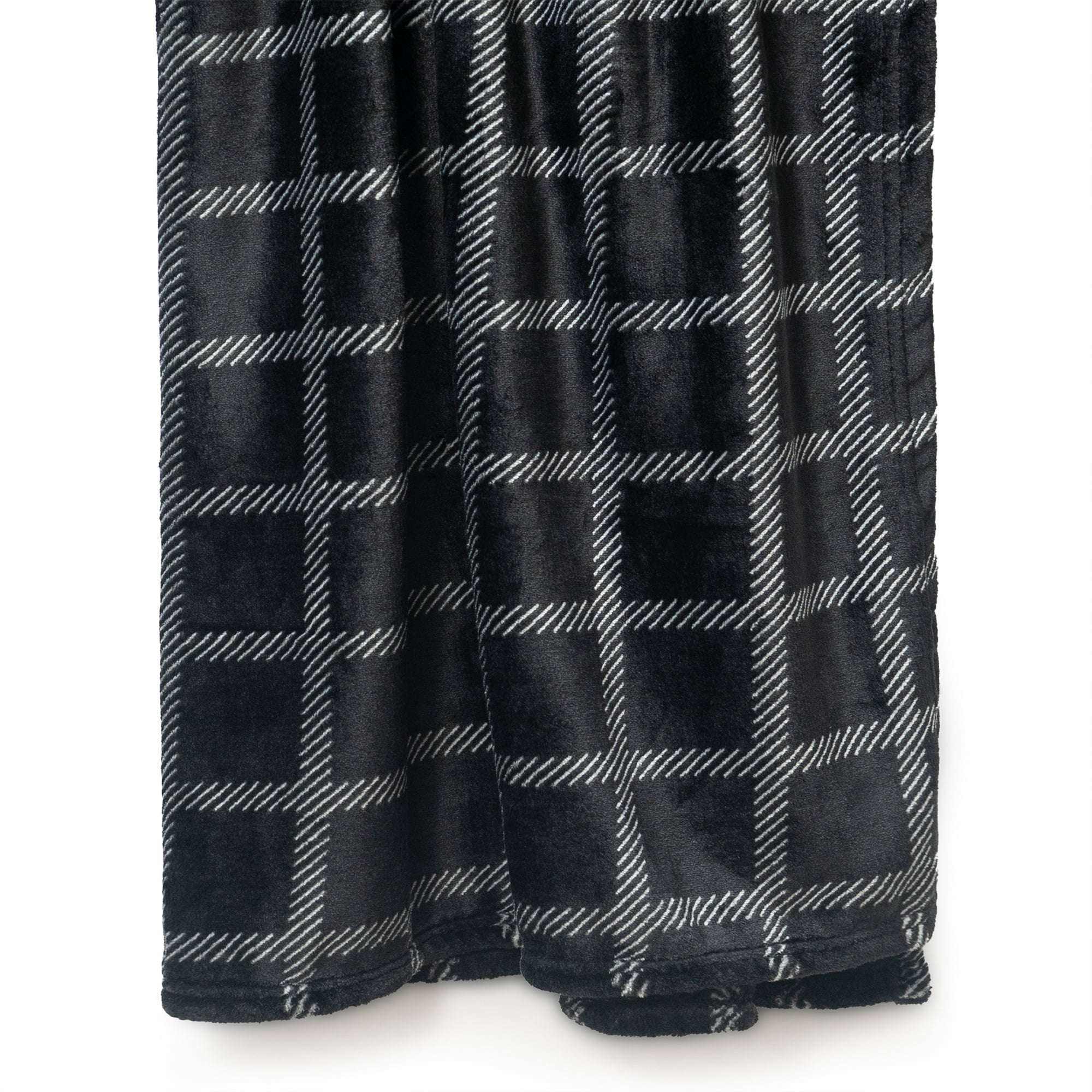 Fleece Throw Blanket - 50x60 Inch - Modern Dash Windowpane Design - Ultra Soft Warmth - Black