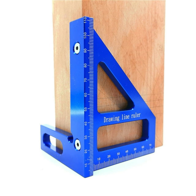 Jinsinto Aluminum Alloy Square Gauge 45/90 Degree Angle 3D T Ruler Woodworking Measuring Tool Blue