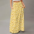thumbnail image 2 of WTOBBY Women's Floral Print Flowy Maxi Skirt Bohemian Style Casual Summer Beach Long Skirt Elastic Waist Lightweight Tiered Pleated Skirt with Drawstring,Yellow XL, 2 of 5