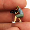 thumbnail image 6 of Mini 1:87 Diorama Painted Photographer Characters Resin Railway Layout for Collections - dark gray half squat, height 2cm, 6 of 9