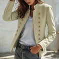 thumbnail image 5 of Maqroz Napoleon Jacket for Womens Stand Collar Long Sleeve Double Breasted Outerwear Gold Decor Buttons Tailored Structured Dressy Jacket for Evening Occasions, 5 of 7