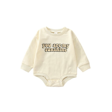 

Amuver Baby Boys Girls Autumn Romper Long Sleeve Round Neck Letter Print Loose Fit Romper