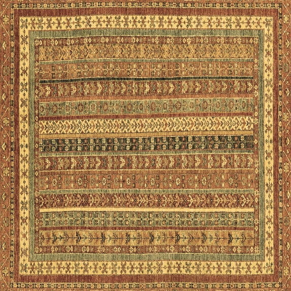 Ahgly Company Indoor Square Abstract Brown Modern Area Rugs, 8' Square
