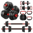 thumbnail image 3 of 4 in 1 Adjustable Weight Dumbbell Set, Versatile Weights Home Gym Equipment with Dumbbell, Barbell, Kettlebell, Push-Up Modes for Total Body Workouts -Red, 3 of 7