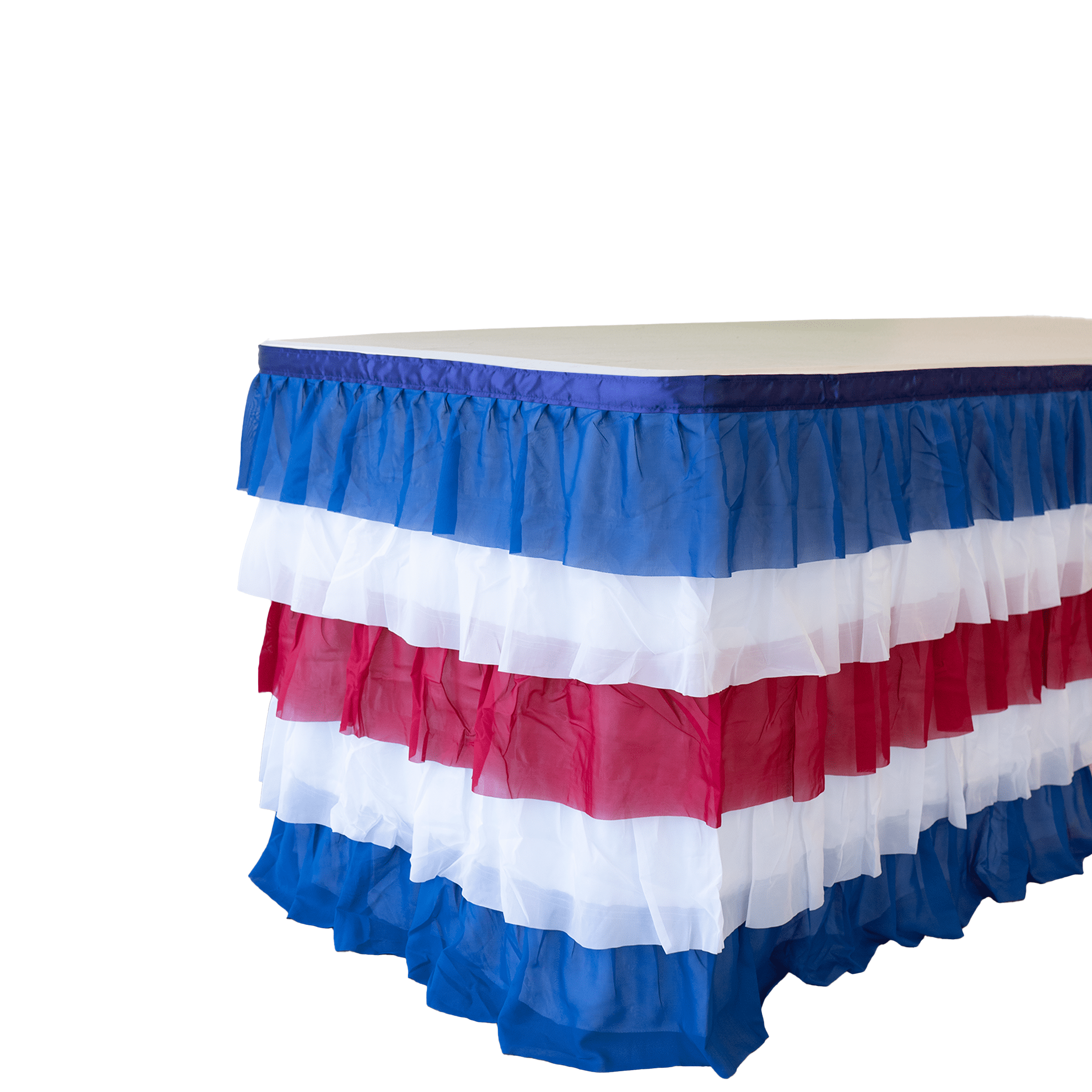 (10 pack) RTC Group 100% Polyester Tulle Ruffle Table Skirt Cover 6ft, 72 x 30 - Birthday Parties, Wedding, Party Decorations, Patriotic