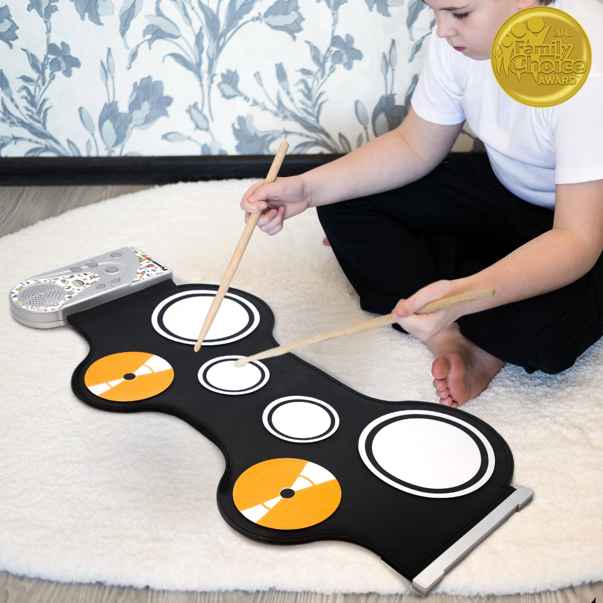 PicassoTiles Electronic Roll-up Drum Kit for Kids, Digital Music Toy with Built-In Speaker, Recording Feature, Educational STEM Music Playset