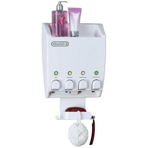 Better Living Products  ULTI-MATE 4 Chamber Shower Dispenser with Shower Caddy White