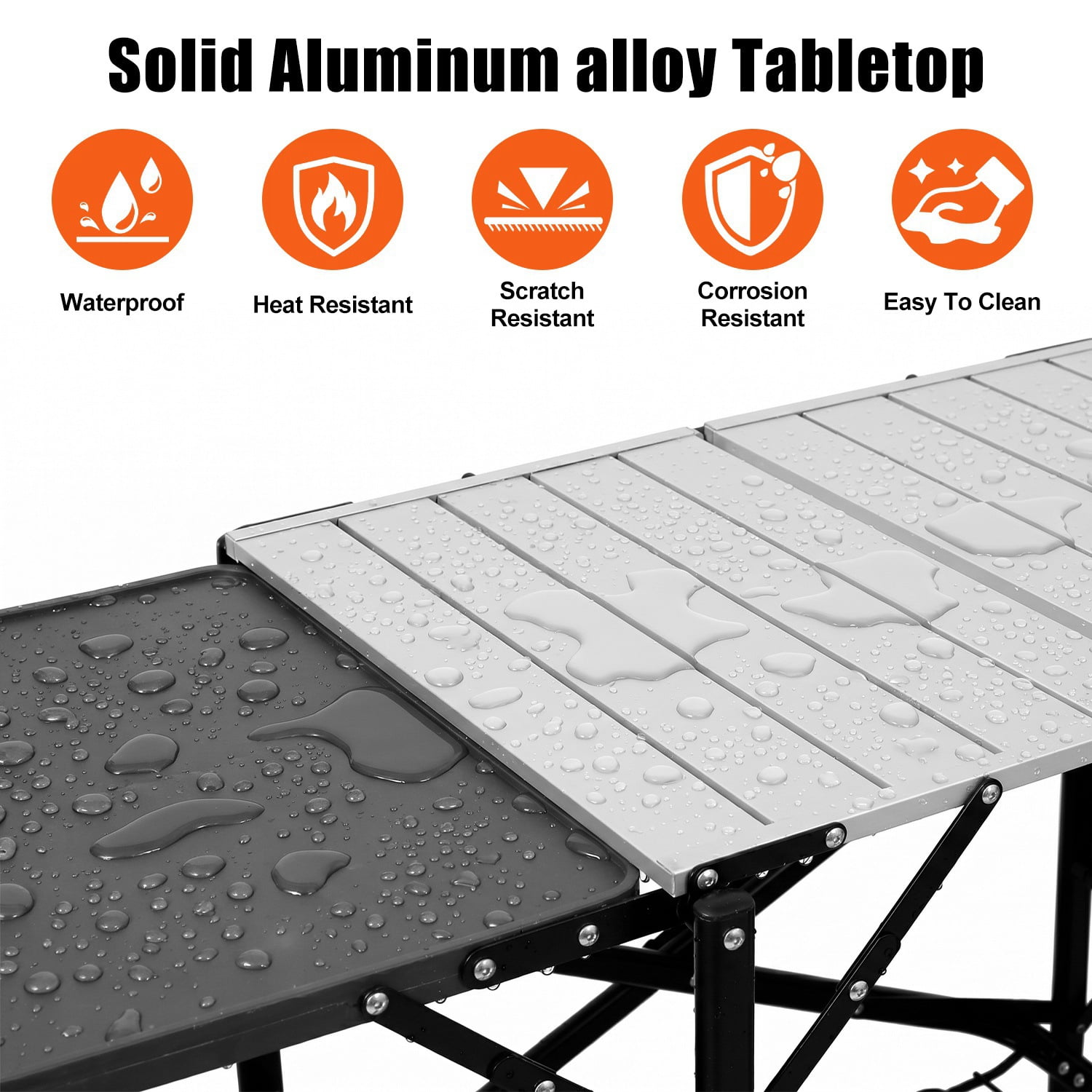 Folding Camping Kitchen Table with 4 Side Tables and Storage Rack