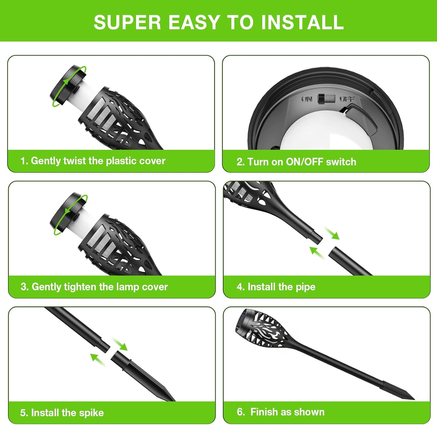 12 Pack Solar Torch Lights Outdoor, IP65 Waterproof Dancing Flickering Solar Torches Lights Landscape Decoration Light for Pathway Lawn Patio GardenYard Wedding Party-Auto On/Off