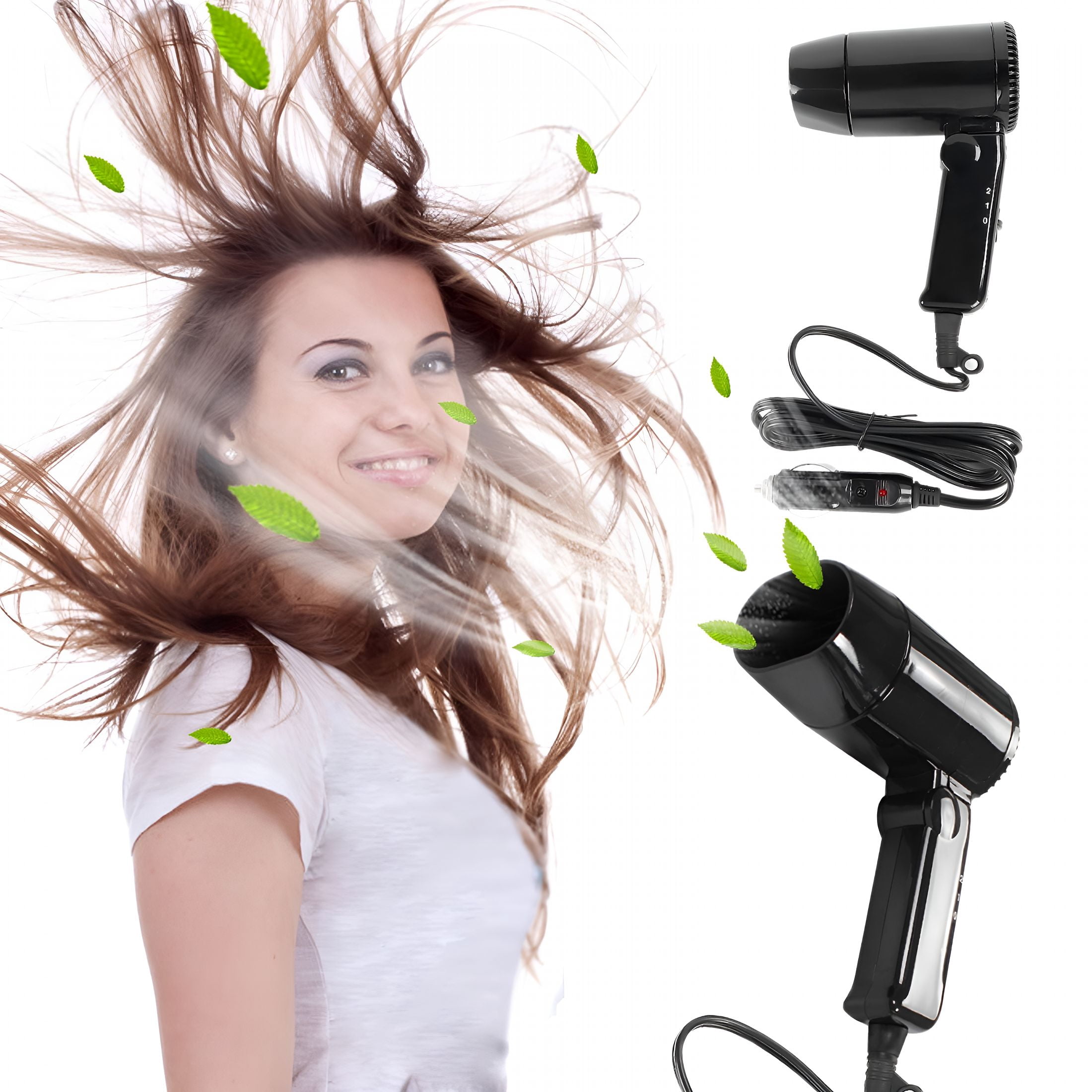 HIBIBUD 12V Car Hair Dryer,High Power Handheld Hair Dryer,Portable Travel Hair Dryer for Outdoor Swimming Camping Beach