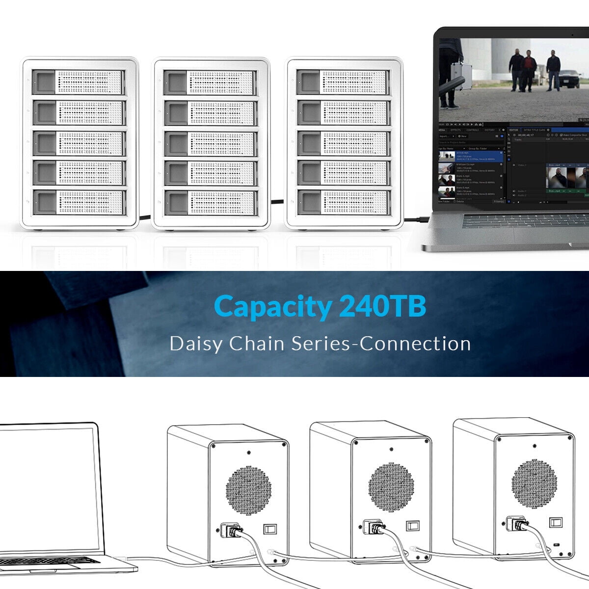 ORICO 5 Bay Hard Drive Enclosure Type C 10Gbps for 2.5/3.5in HDD SSD Enclosure HDD Docking Station