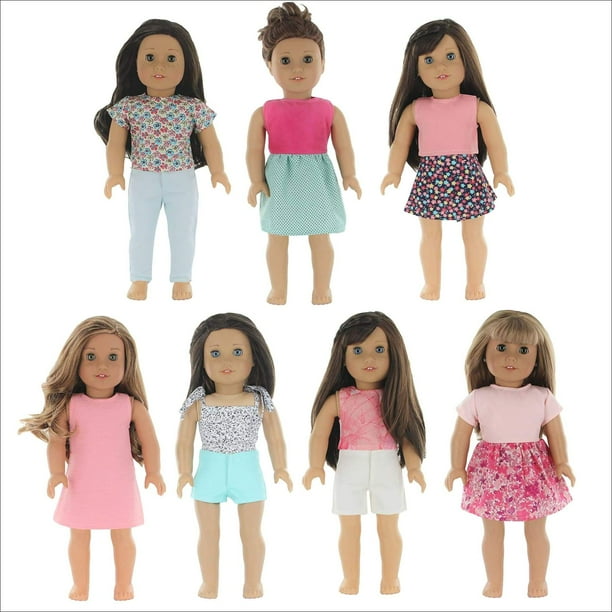 PZAS Toys 7 Outfit Set, 18 Inch Doll Clothes, Compatible with All 18