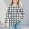 thumbnail image 2 of KyCheLot Girls Plaid Tshirts Long Sleeve Print Pullover Long Sleeve School Daily Wear Tops 5-14 Years, 2 of 7