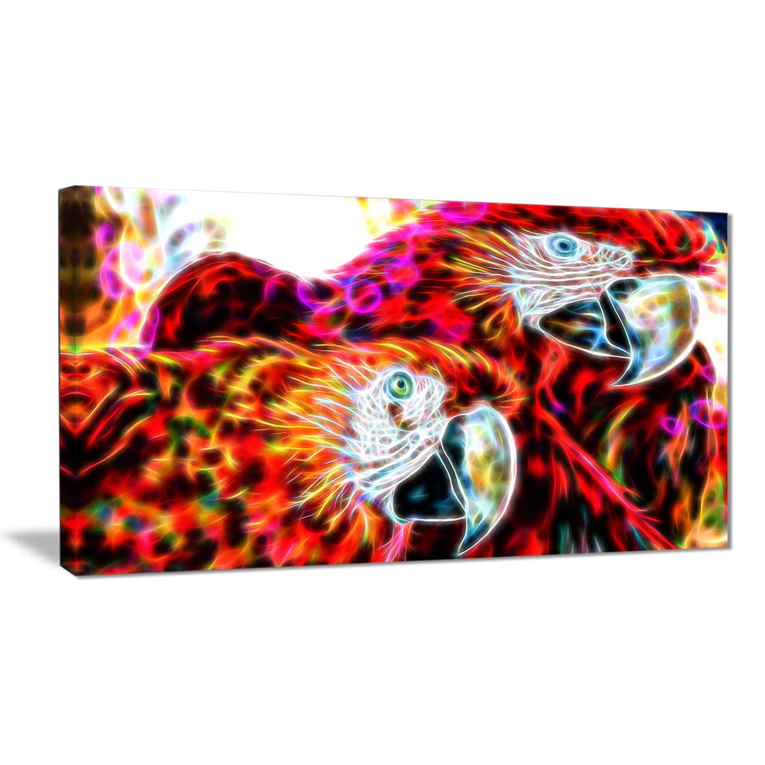 Design Art Macaw Parrot Duo Animal Single Panel Canvas Wall Art