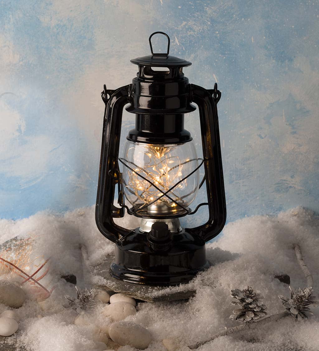String Light Battery Operated Lantern, Black