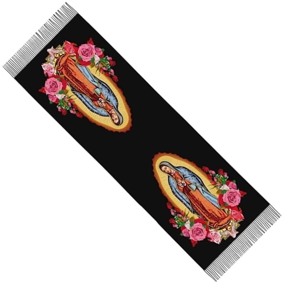Virgin Mary Prayer Shawl for Women, Soft Warm Blanket Scarf Wrap for Church, Cold Weather, Gift for Mother, Grandma, Comfortable and Devotional, 1 Piece