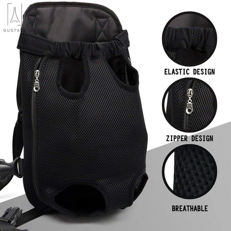 ItBelongs2U Nylon Mesh Pet Carrier Backpack Adjustable Front Dog Carrier Travel Bag L Black L