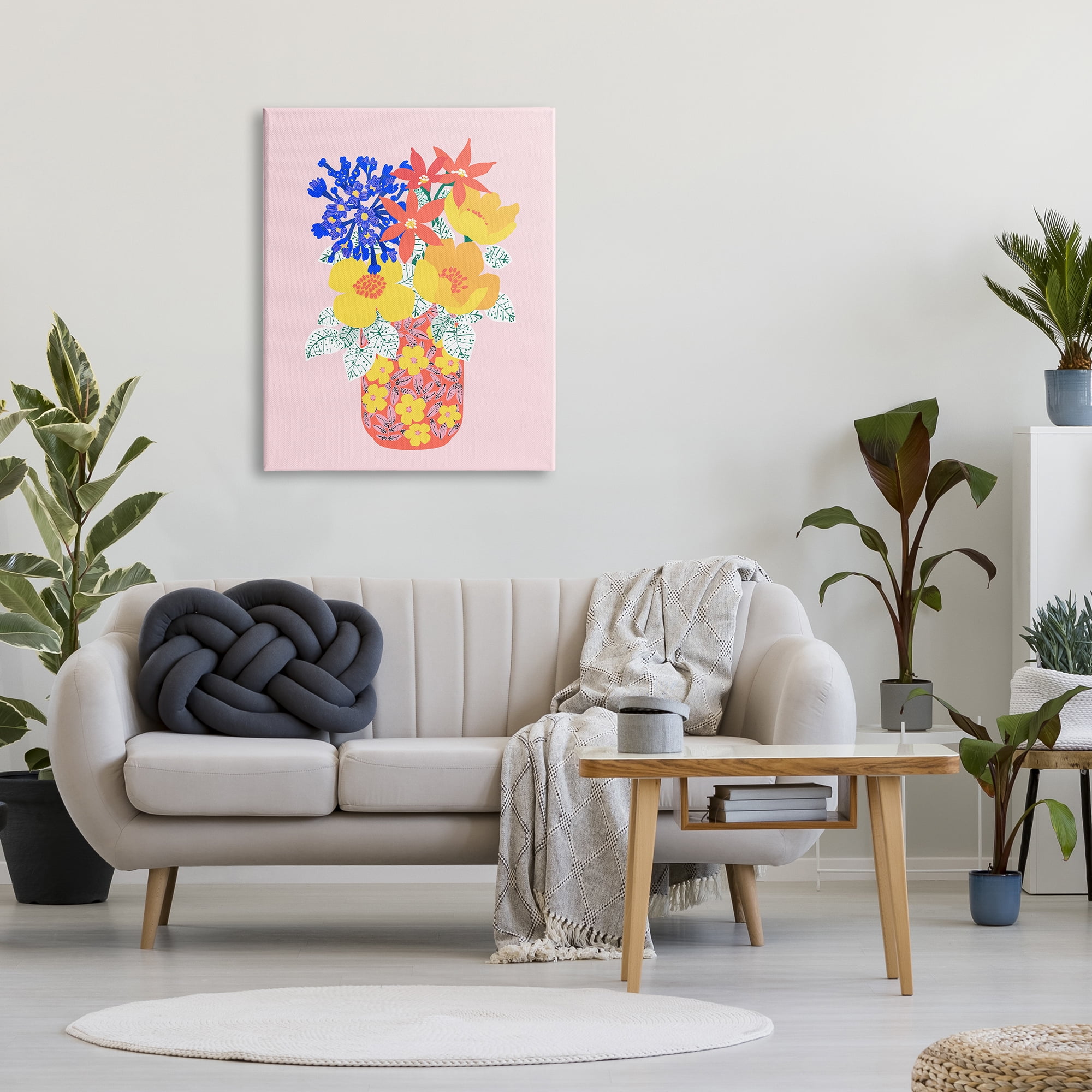 Stupell Industries Modern Patterned Flowers Botanical & Floral Painting Gallery Wrapped Canvas Art Print Wall Art, 30 x 40