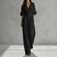 thumbnail image 2 of XFeng Linen Blend Wide Leg Jumpsuit for Women, V Neck High Waist One Piece Outfit for Casual Summer Wear, 2 of 4